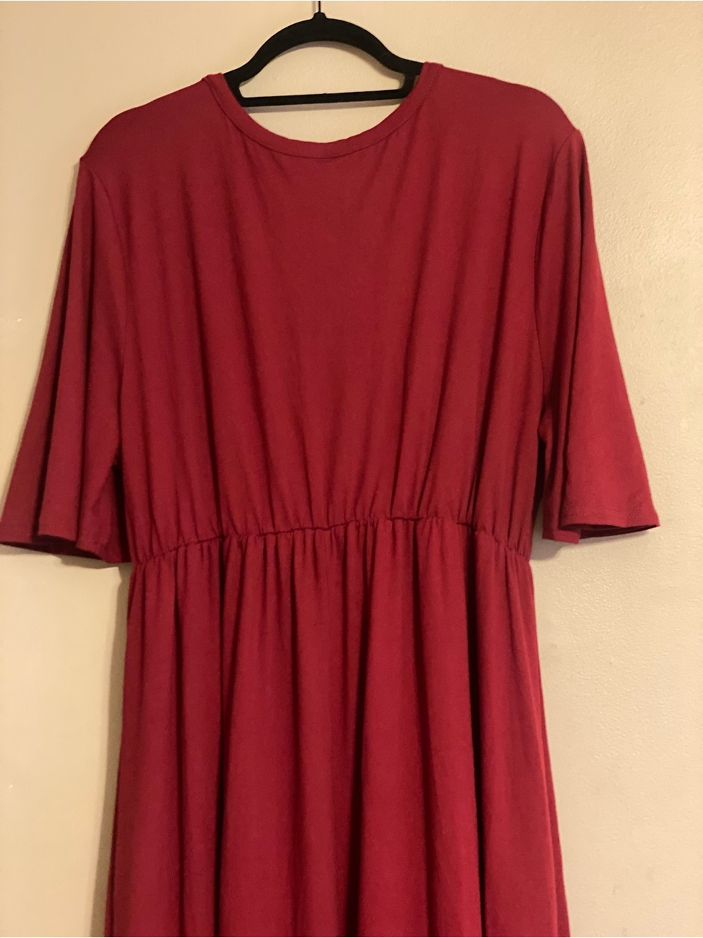 2XL Maxi Dress Burgundy V-Neck Button Front - Picture 4 of 16